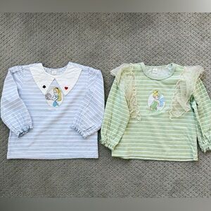 Super cute Alice Tinker bell Striped Long-Sleeve Tops with Lace